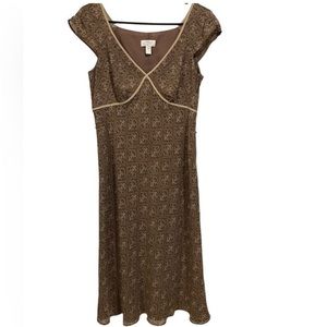 Ann Taylor LOFT Vintage Y2K Brown Paisley Boho Dress